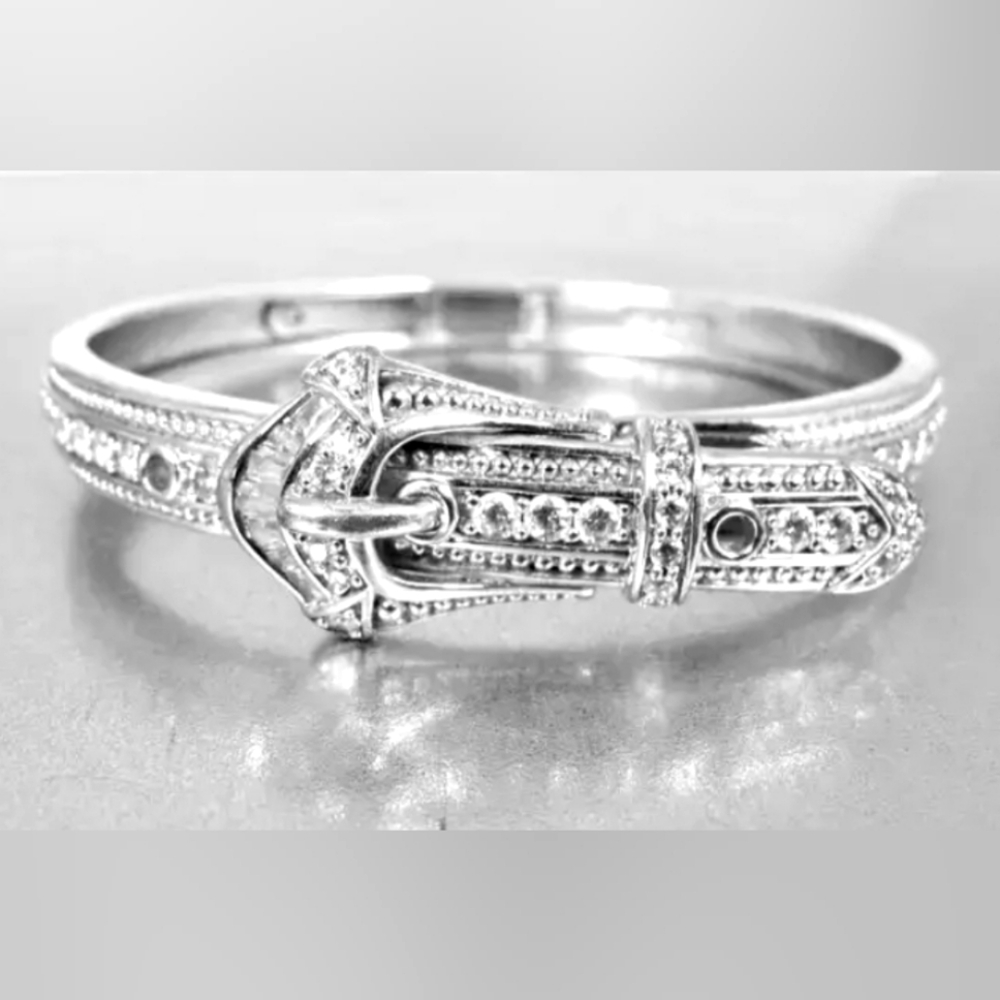 Authentic Victoria Wieck Diamonique Sterling Silver Buckle Bangle!